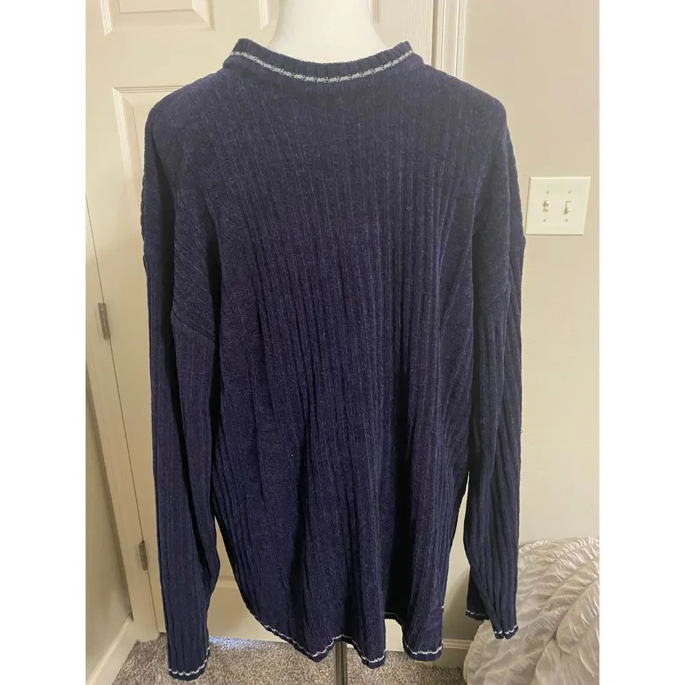 +BKE Men's Navy Blue Ribbed Sweater Casual Cozy‎ Long Sleeve Pullover XL